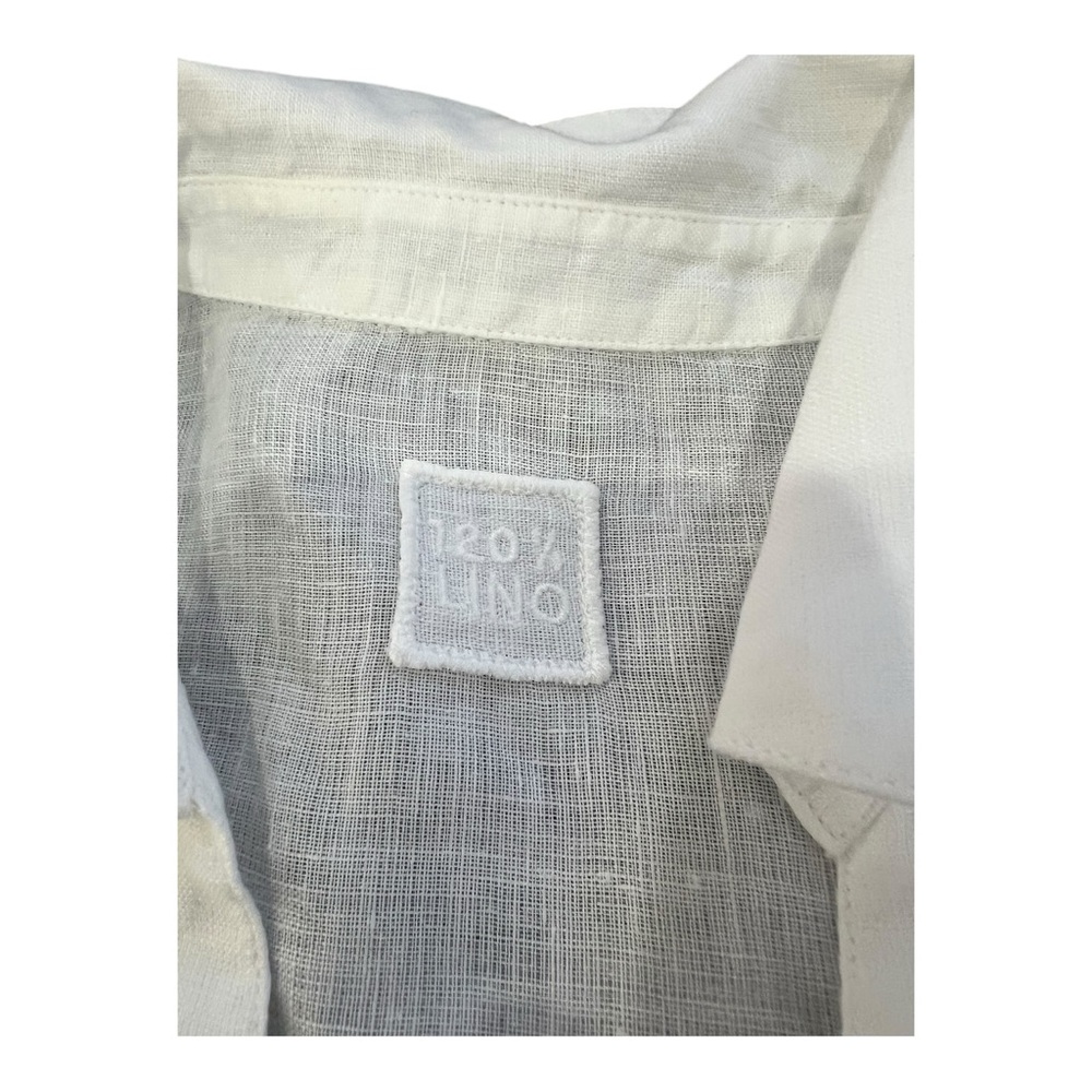 120% Lino Embroidered Blouse White 3/4 Sleeve Button Down Blouse Size Small - Picture 5 of 11